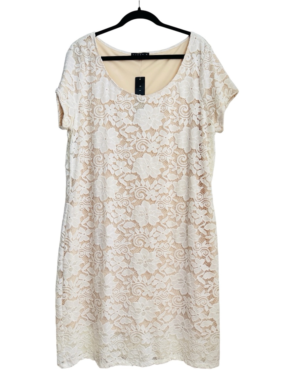 Tiana B Ivory Lace Overlay Dress, Size XXL - NWT